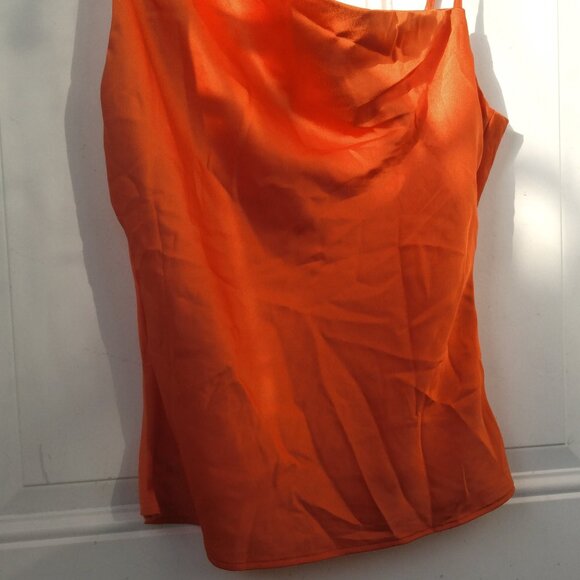 ORANGE /RUST ASYMMETRIC SATIN CAMI TOP SIZE 6 NASTY GAL COLLECTION - Picture 3 of 10